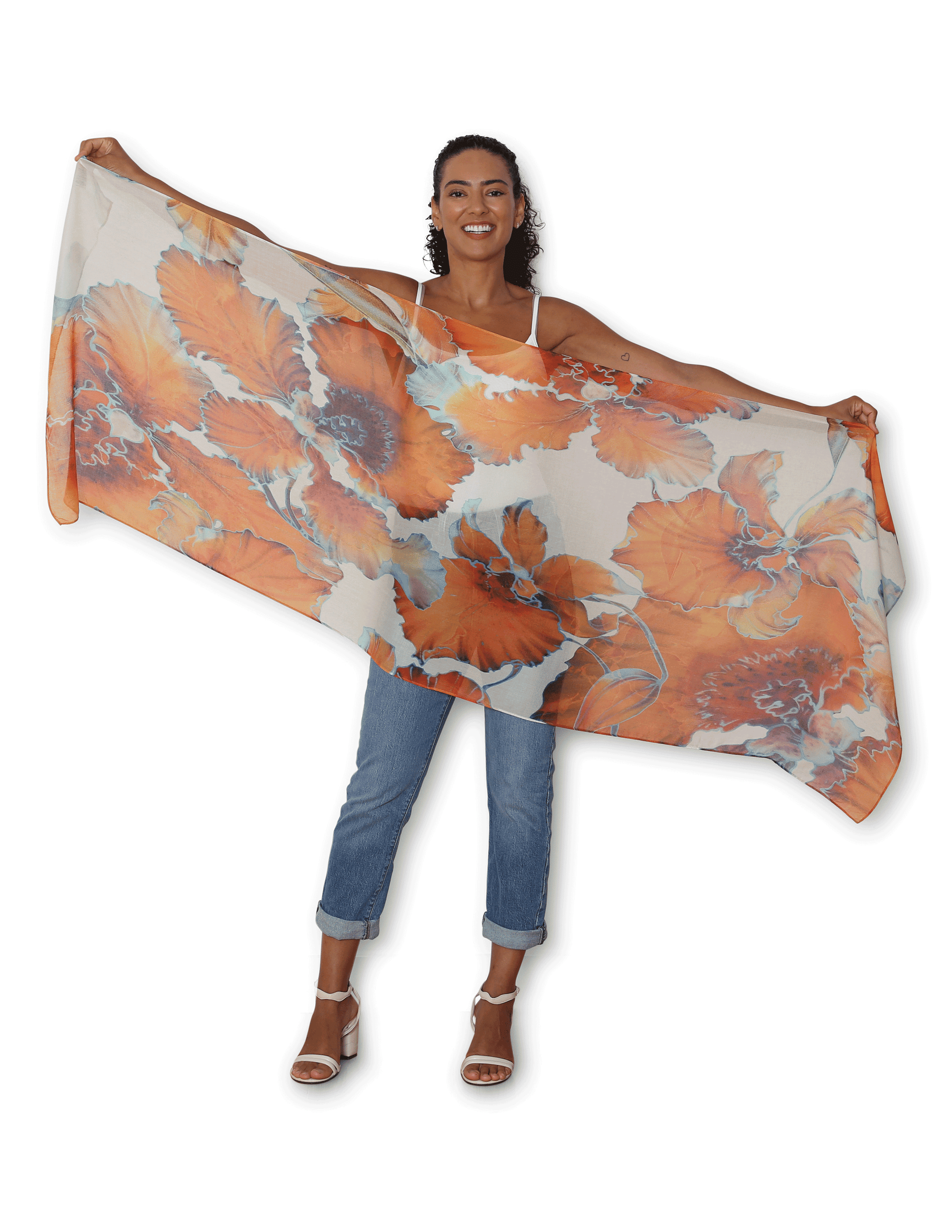 The Artist Label - Viscose Scarf Orange Bloom - The Ivy Room Adelaide
