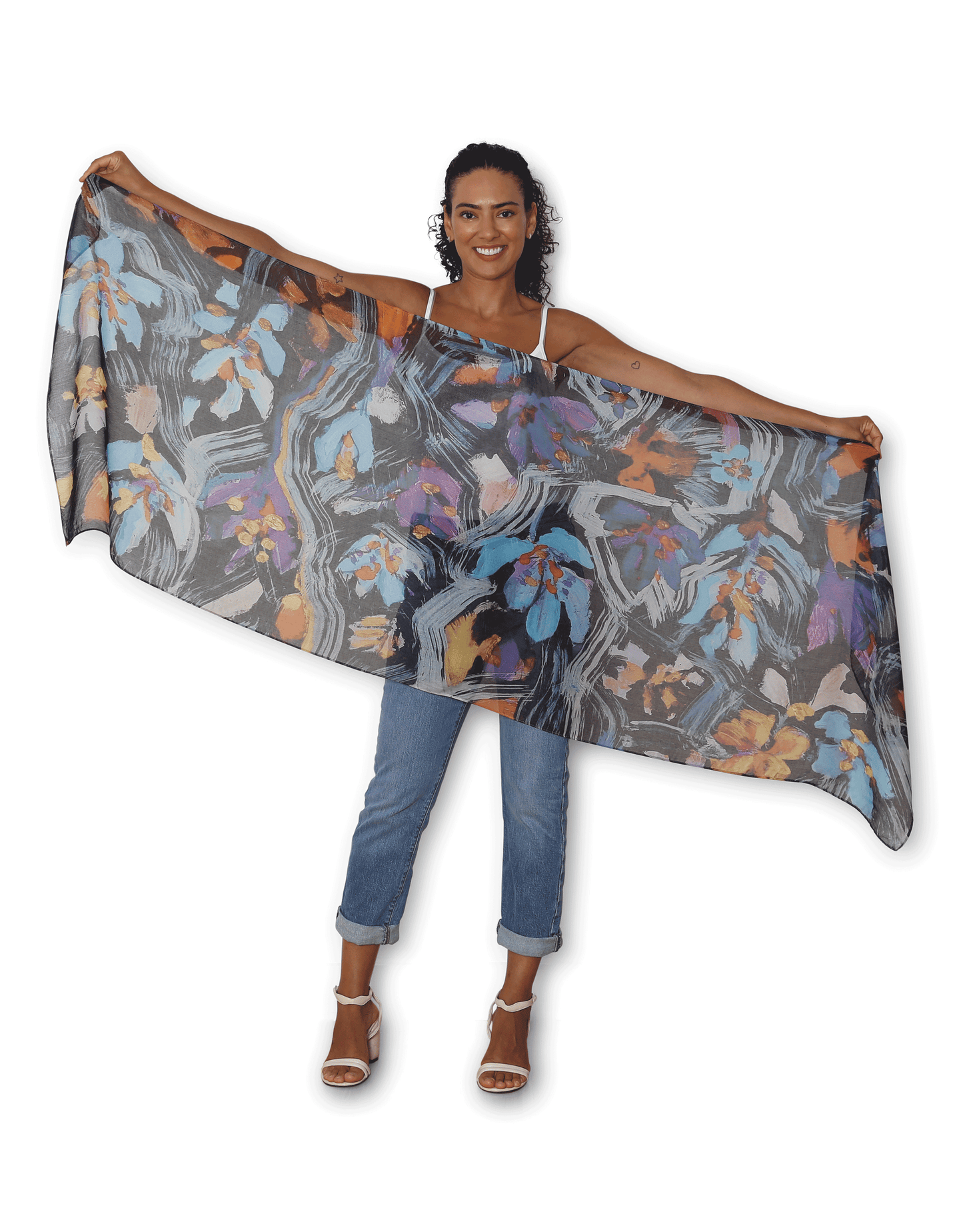 The Artist Label - Viscose Scarf Night Flowers - The Ivy Room Adelaide