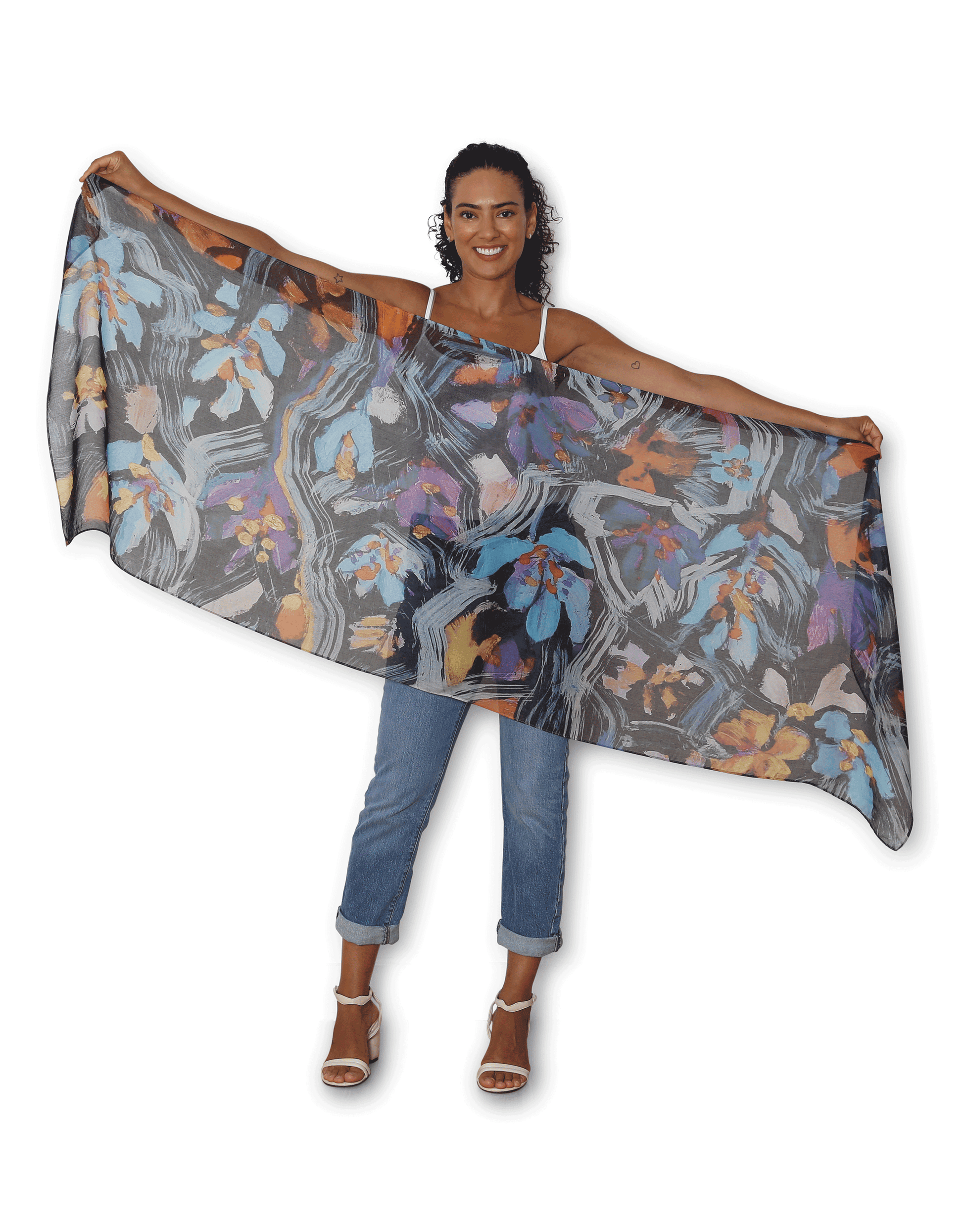 The Artist Label - Viscose Scarf Night Flowers - The Ivy Room Adelaide