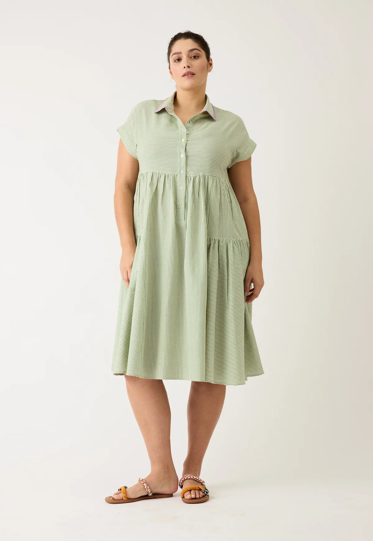 Nancybird - Maja Dress | Green Stripe
