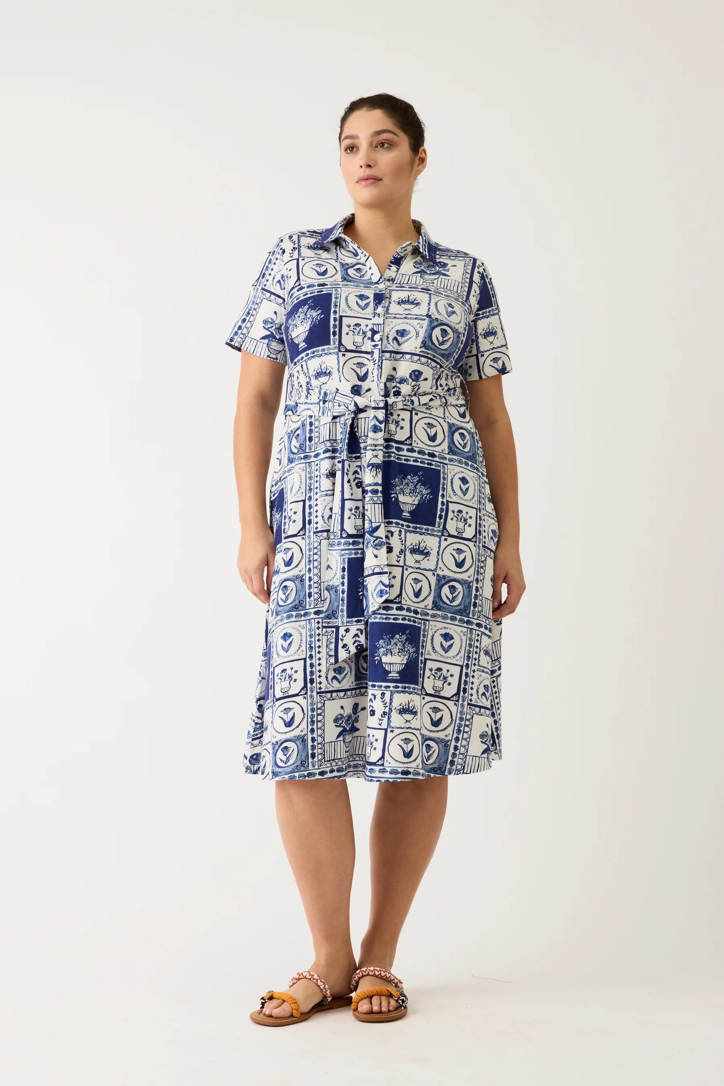 Nancybird - Vera Short Sleeve Dress Lyon Tile