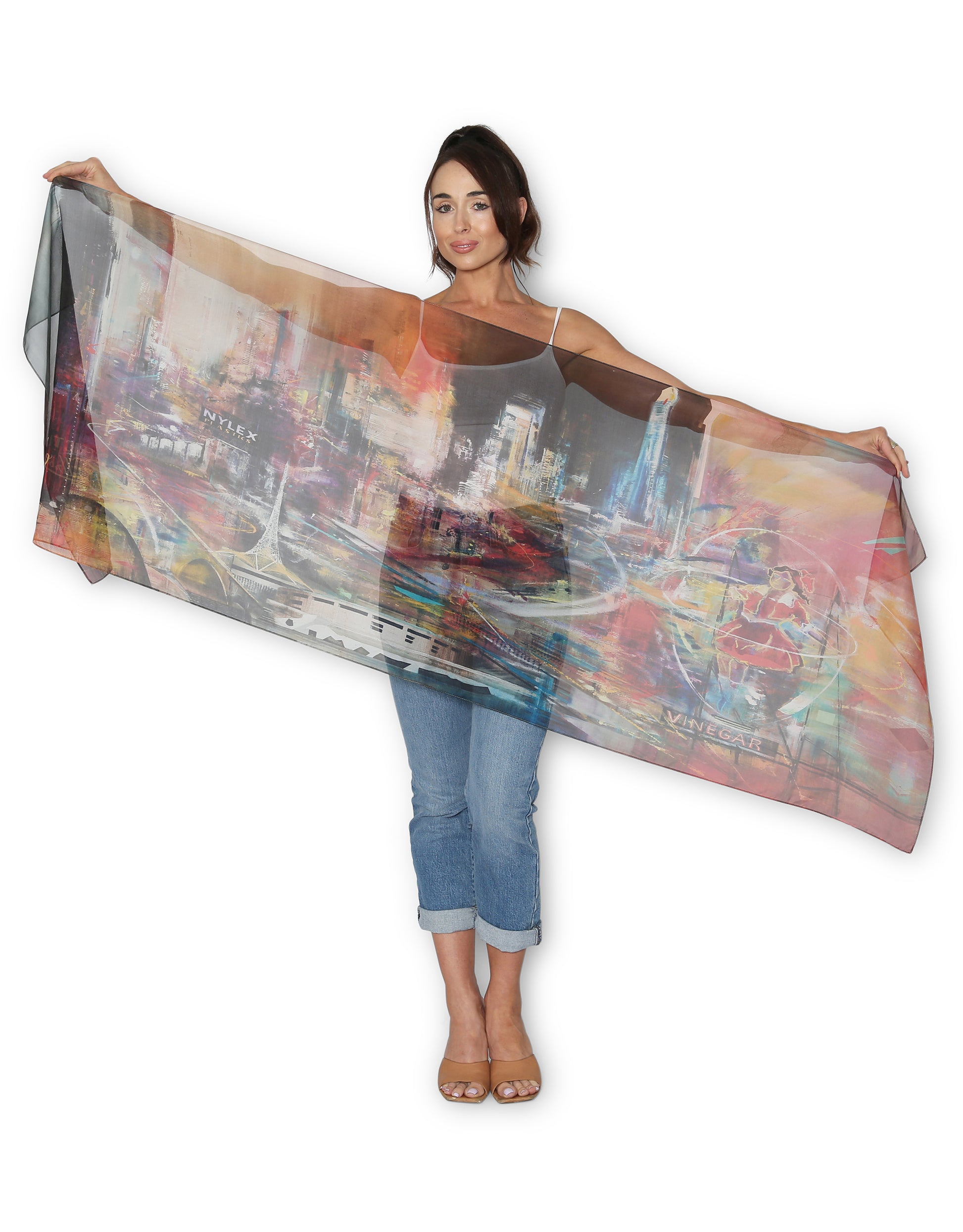 The Artists Label - Viscose Scarf Panorama Dancing Lights of Melbourne - The Ivy Room Adelaide