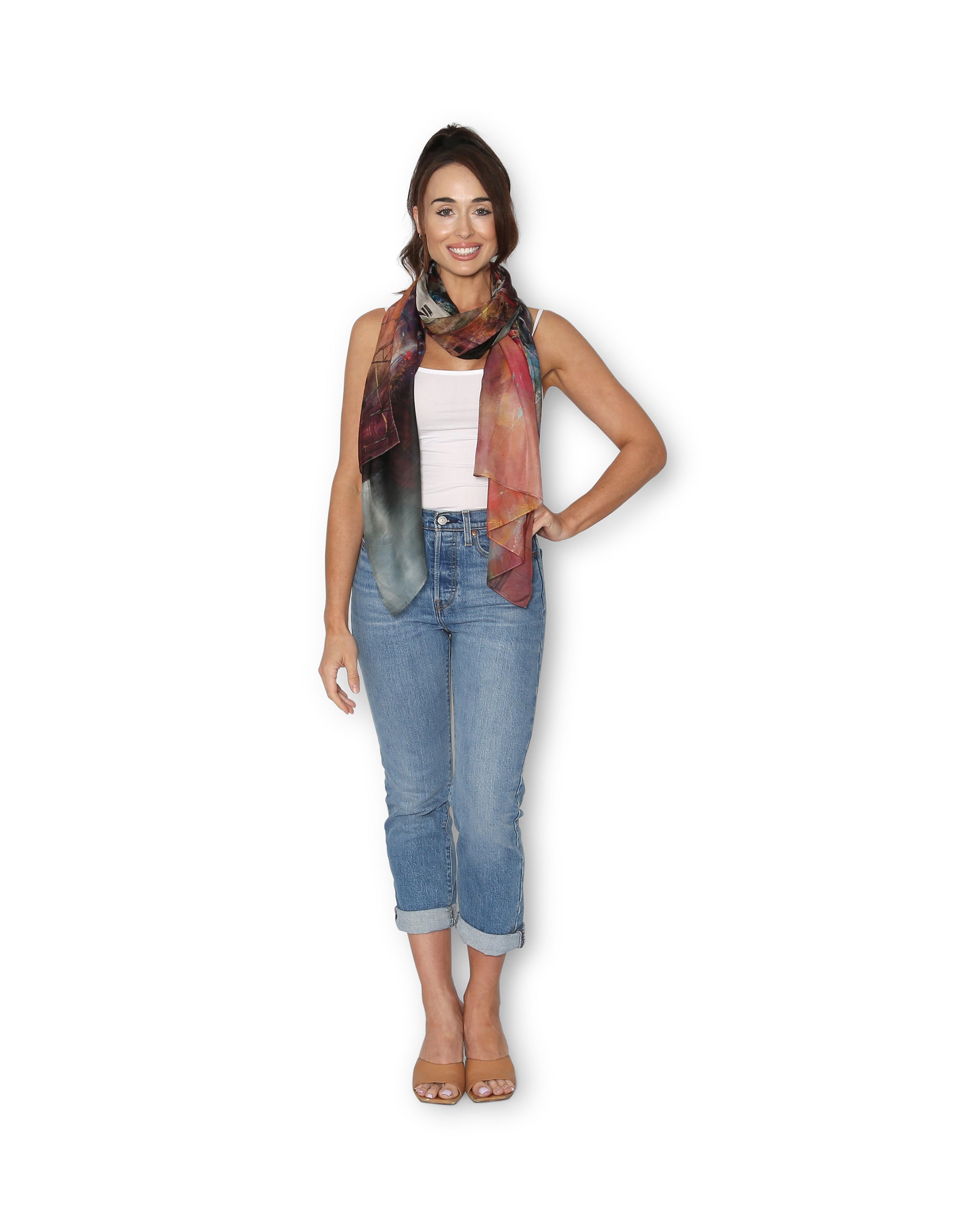 The Artists Label - Viscose Scarf Panorama Dancing Lights of Melbourne - The Ivy Room Adelaide