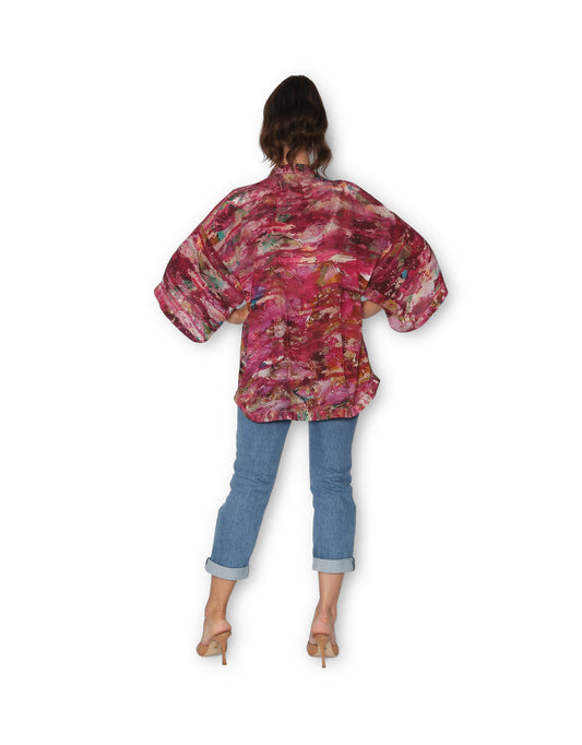 The Artists Label - Silk Kimono Pink Primrose - The Ivy Room Adelaide
