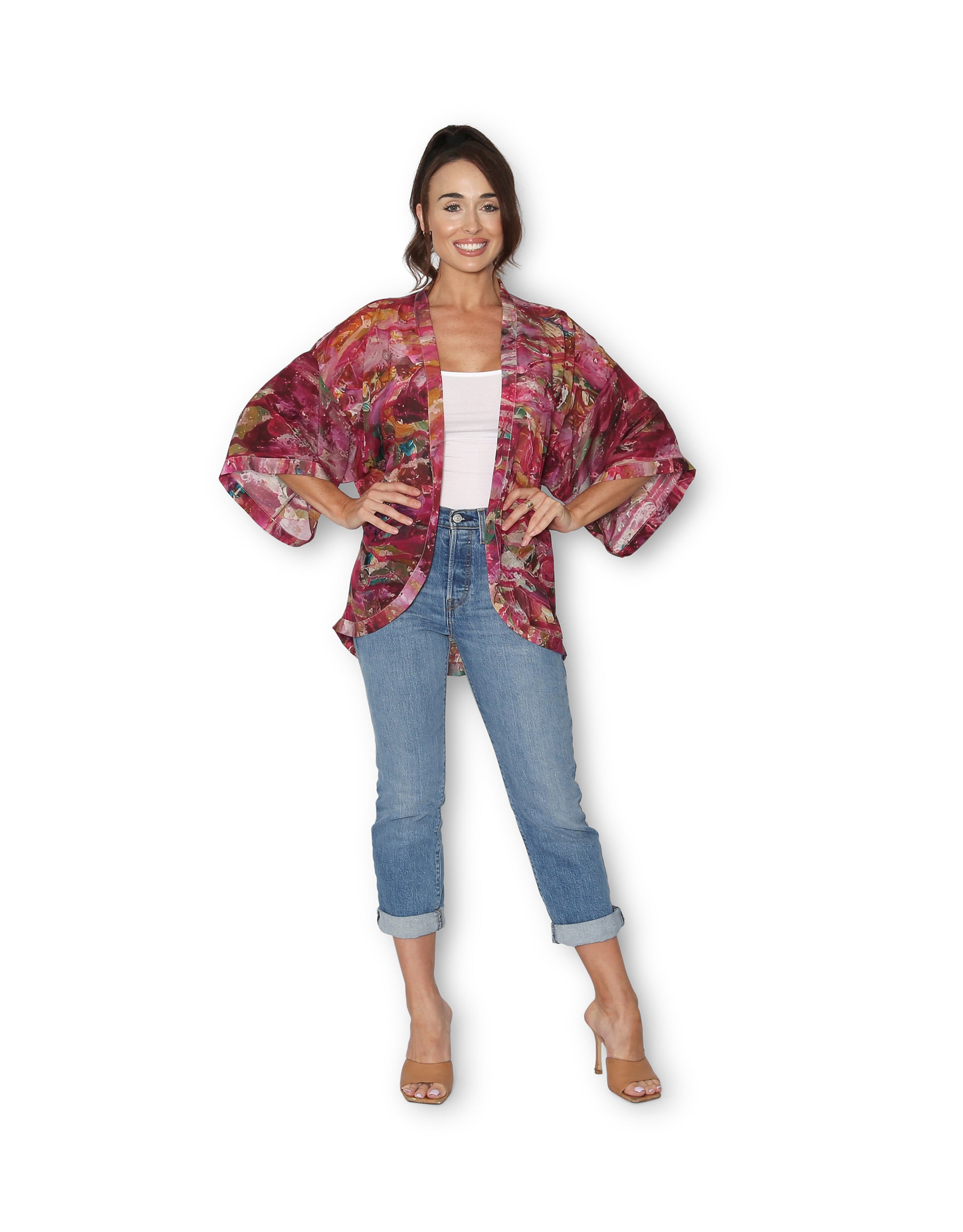 The Artists Label - Silk Kimono Pink Primrose - The Ivy Room Adelaide