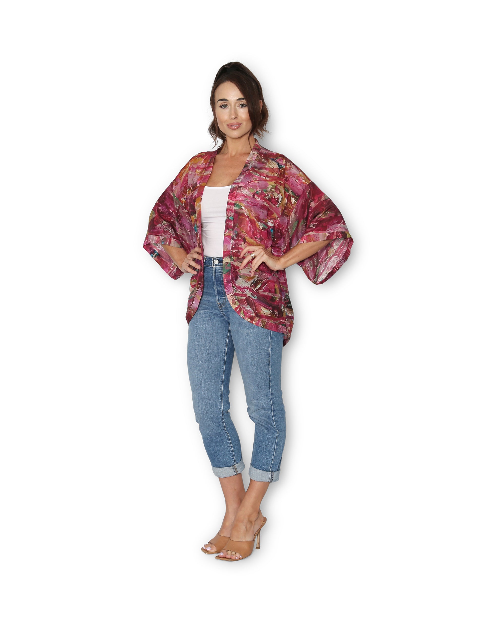 The Artists Label - Silk Kimono Pink Primrose - The Ivy Room Adelaide