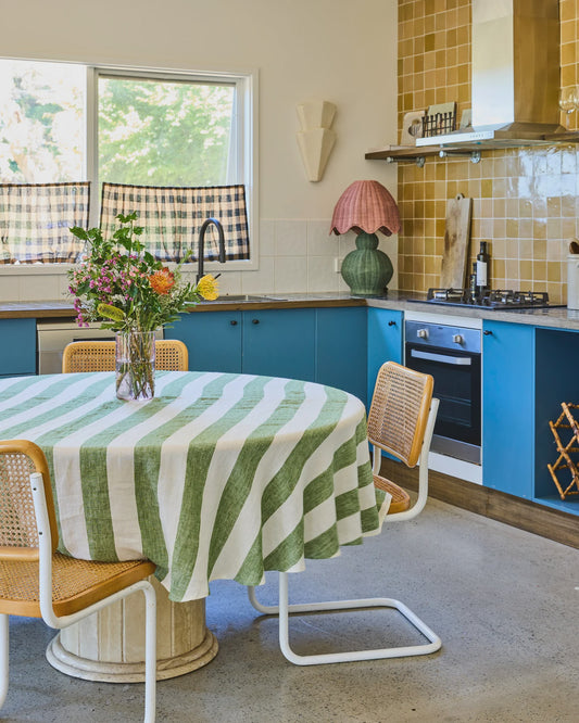 Kip & Co - Moss Stripe Tablecloth - The Ivy Room Adelaide