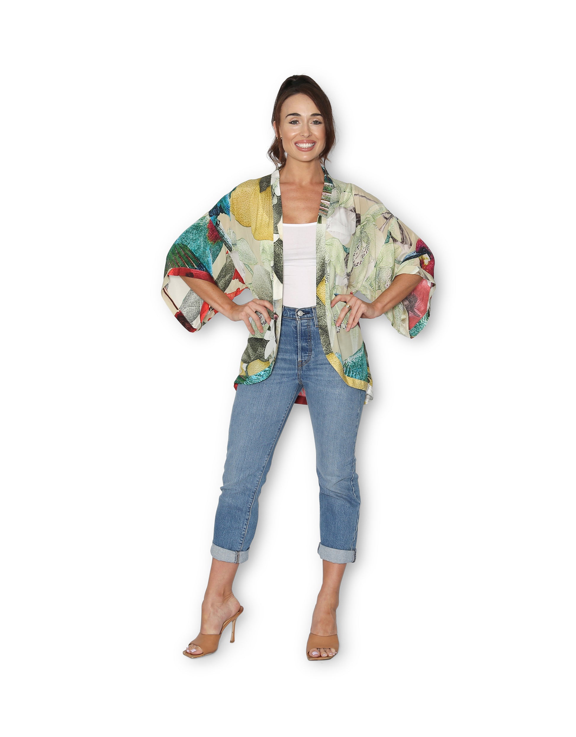 The Artists Label - Silk Kimono Jardin Orange - The Ivy Room Adelaide