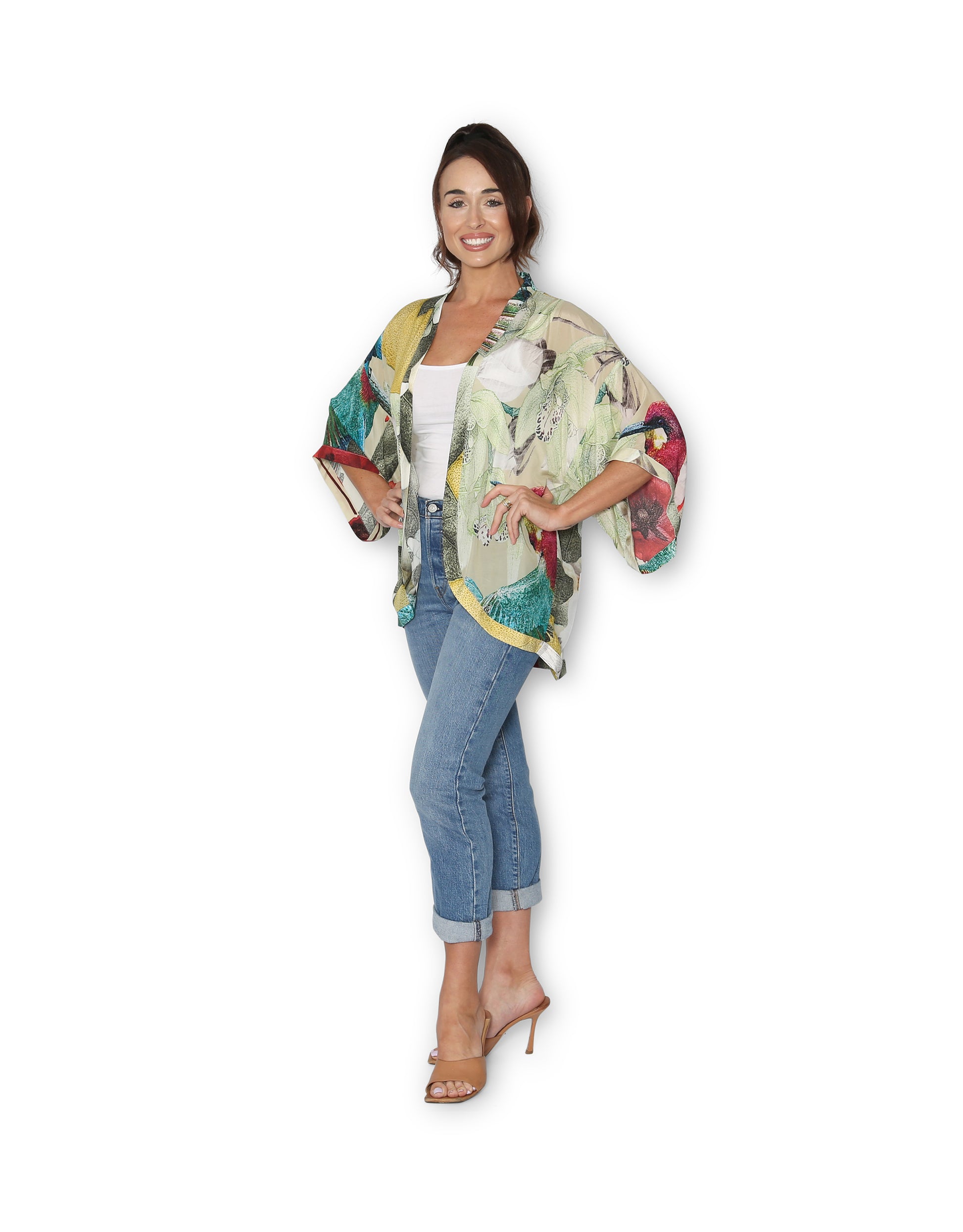 The Artists Label - Silk Kimono Jardin Orange - The Ivy Room Adelaide