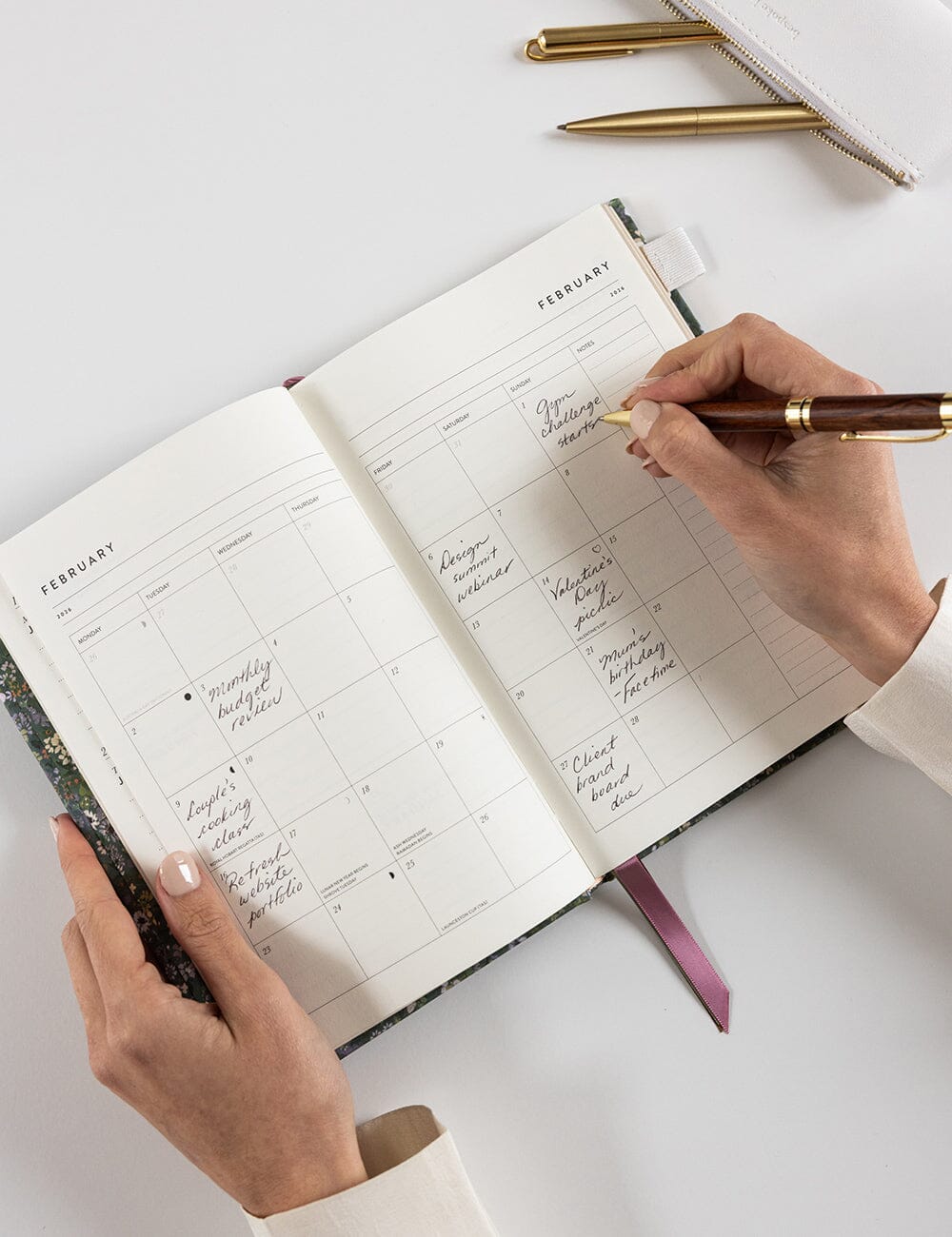 Bespoke Letterpress - 2026 Petite Linen Bound Planner, Summer Perennials