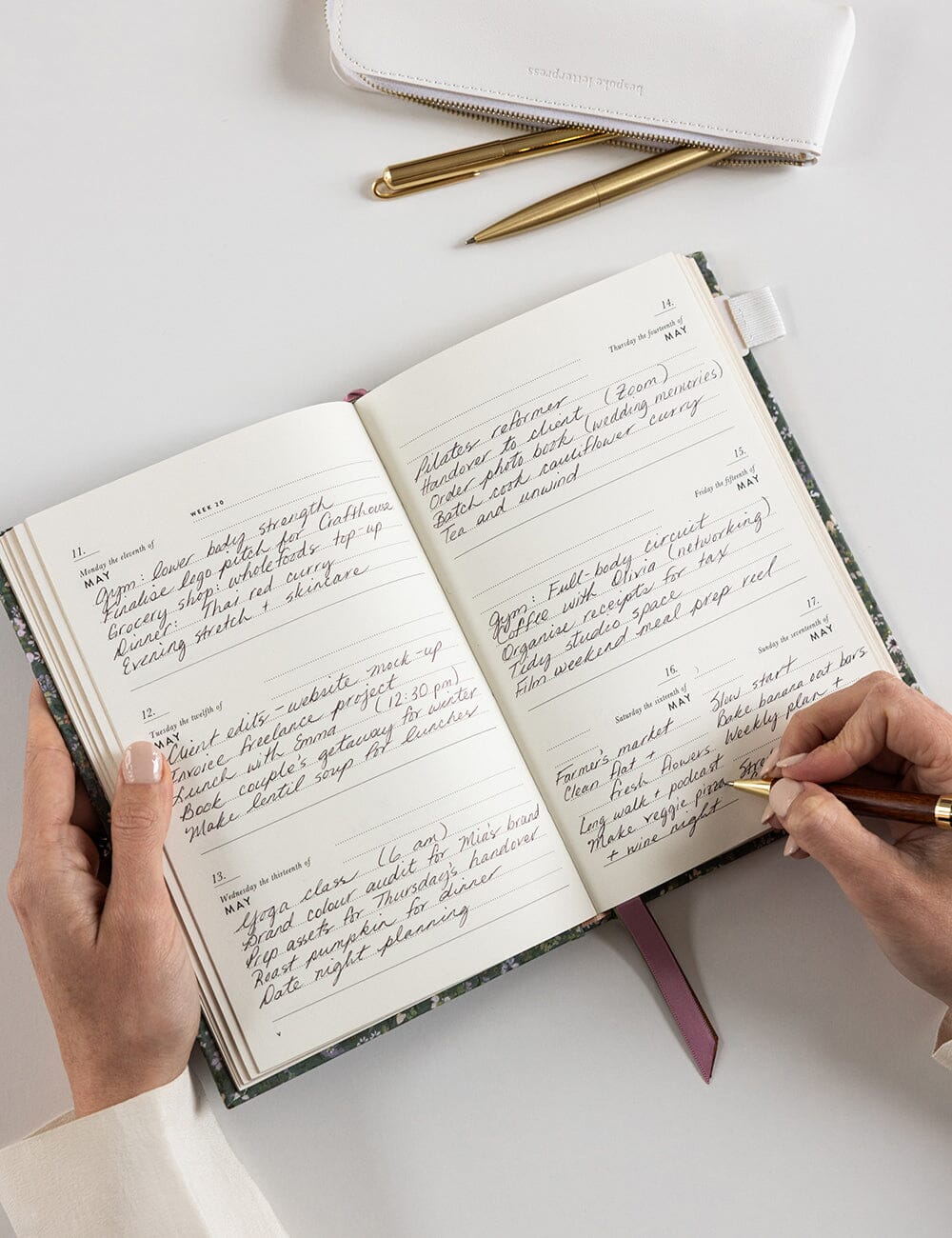 Bespoke Letterpress - 2026 Petite Linen Bound Planner, Summer Perennials