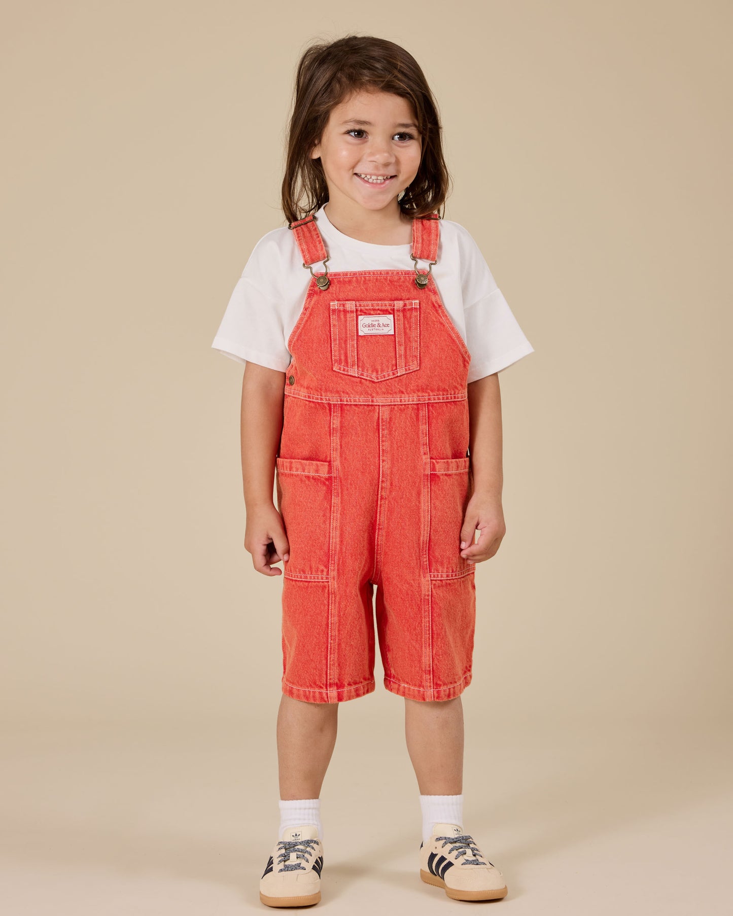 Goldie + Ace - Burton Denim Overalls Apple Red