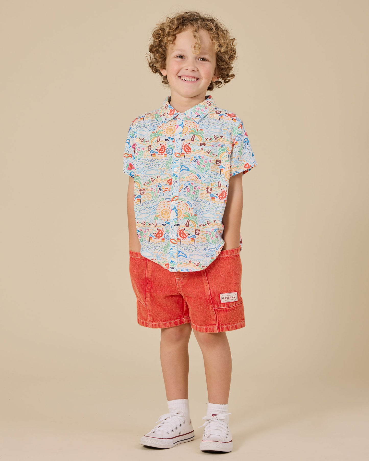 Goldie + Ace - Noah Denim Pocket Shorts Apple Red