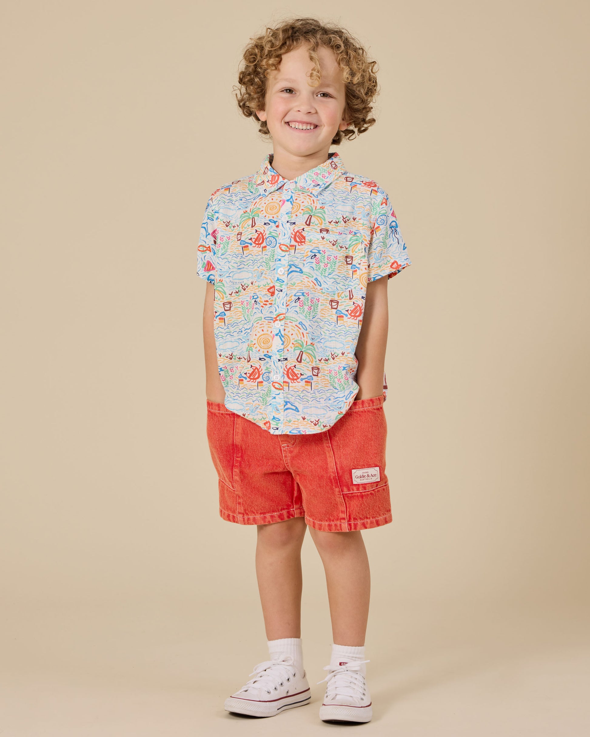 Goldie + Ace - Noah Denim Pocket Shorts Apple Red - The Ivy Room Adelaide