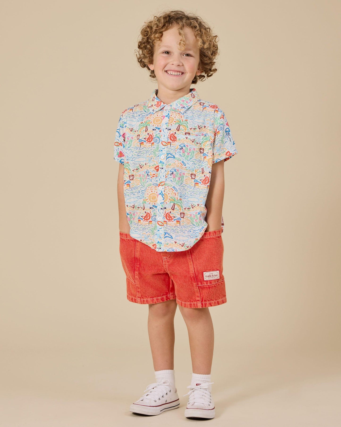 Goldie + Ace - Noah Denim Pocket Shorts Apple Red - The Ivy Room Adelaide