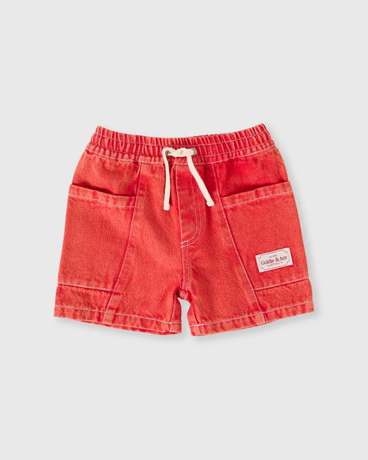 Goldie + Ace - Noah Denim Pocket Shorts Apple Red - The Ivy Room Adelaide