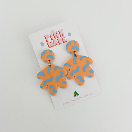 Pink Nade - The Grace Fandangle Orange / Blue Dangle Earrings