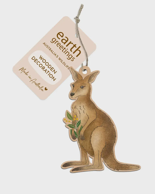 Earth Greetings - Christmas Wooden Decoration | Kangaroo