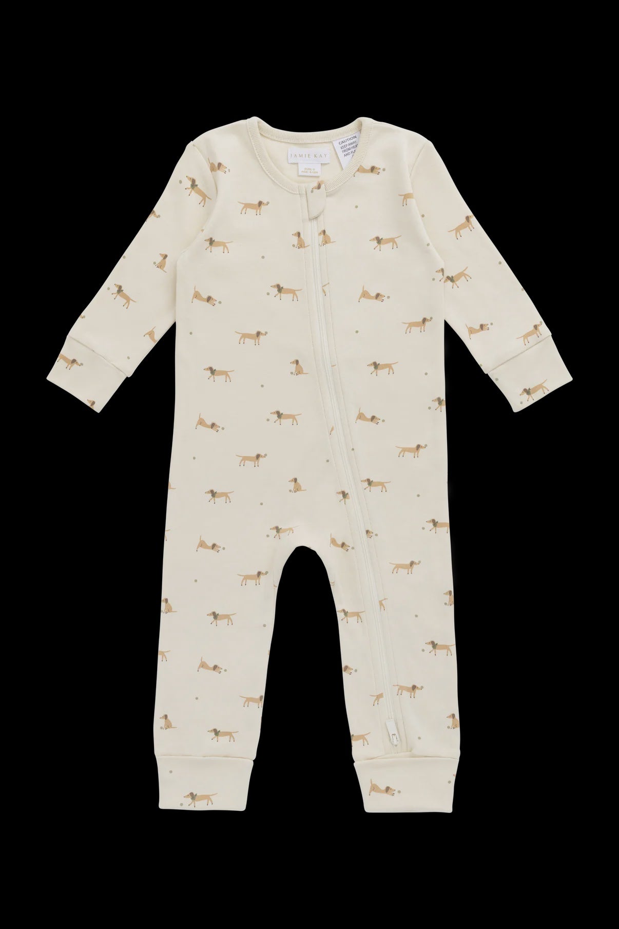 Jamie Kay - Organic Cotton Reese Zip Onepiece / Play Ball Cassava