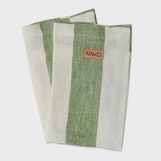 Kip & Co - Moss Stripe Napkin 4pc Set - The Ivy Room Adelaide