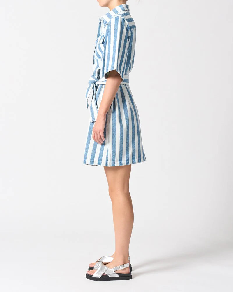 Walnut - Mayfair Dress / Denim Stripe - The Ivy Room Adelaide