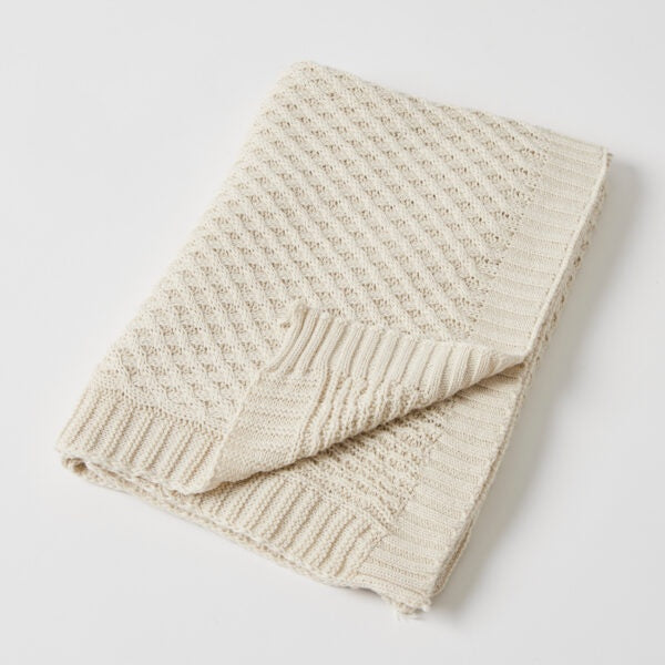 Jiggle & Giggle - Basket Weave Knit Blanket | Natural