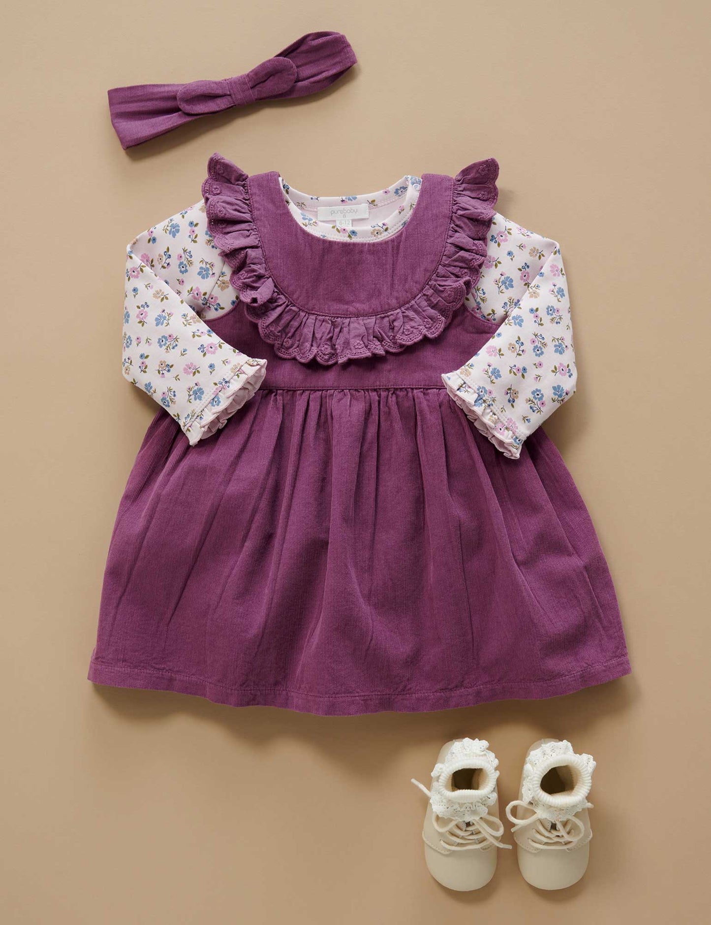 Pure Baby - Purple Corduroy Pinnie