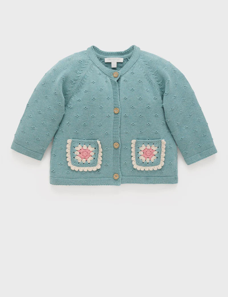 Purebaby - Crochet Pocket Cardigan