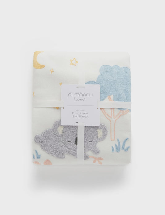 Pure Baby - Embroidered Lined Blanket - Little Nap - The Ivy Room Adelaide