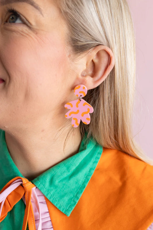 Pink Nade - The Grace Fandangle Pink / Orange Dangle Earrings