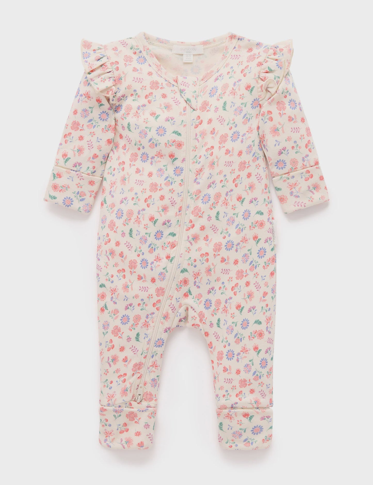 Purebaby - Zip Growsuit Flor
