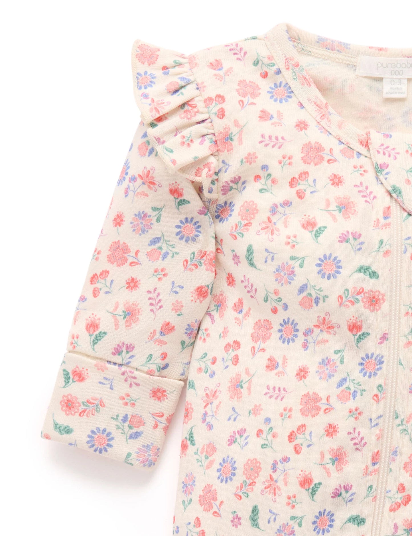 Purebaby - Zip Growsuit Flor