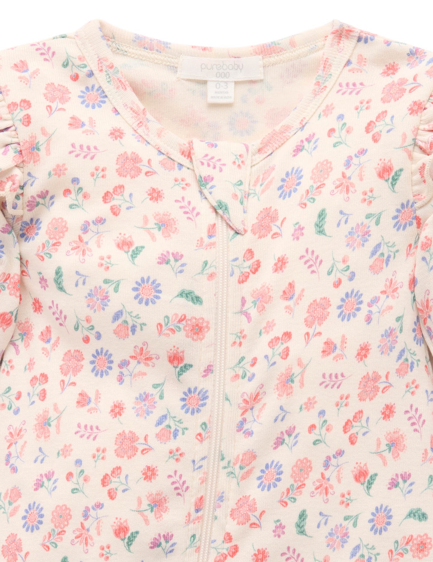 Purebaby - Zip Growsuit Flor