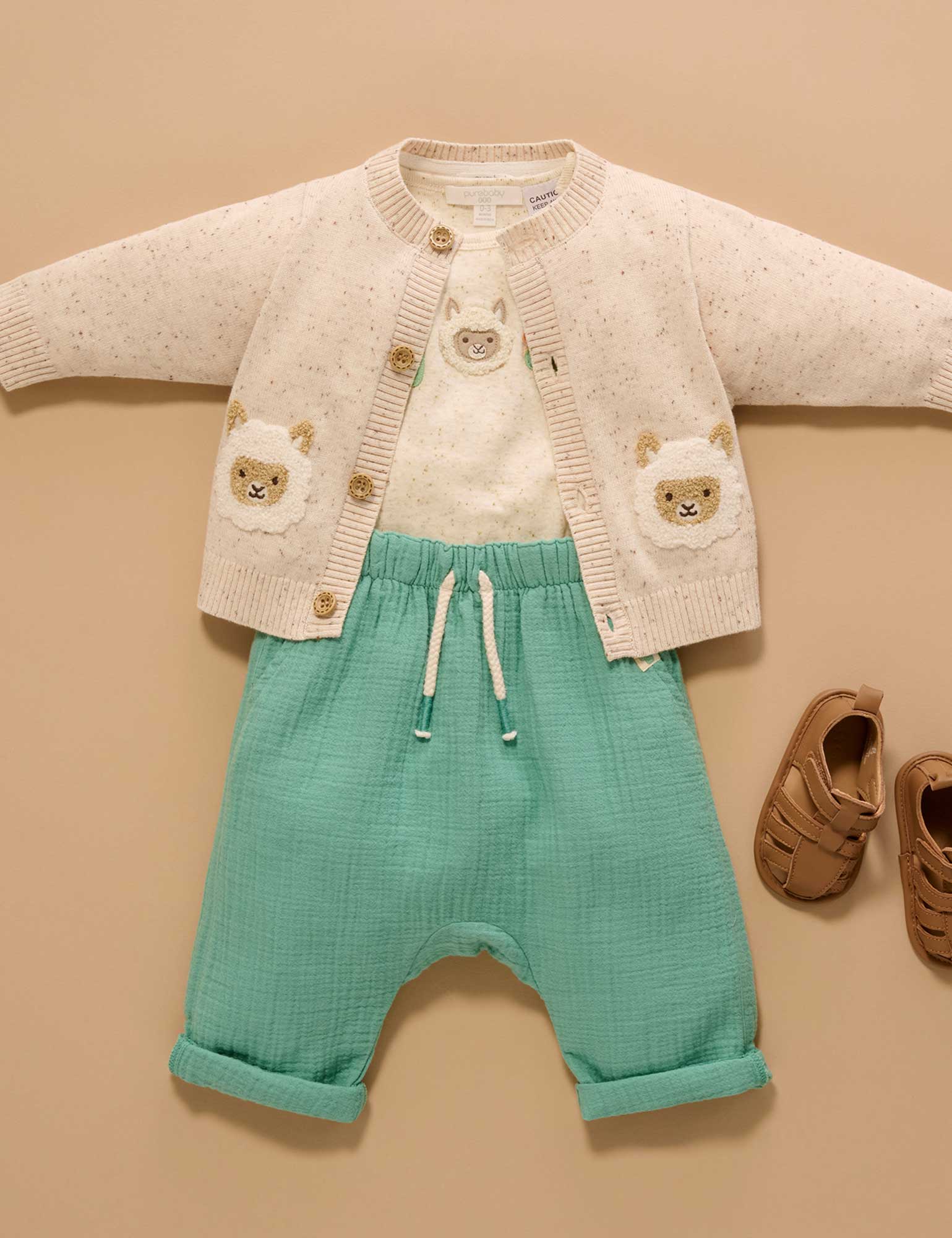 Purebaby - Bodysuit Wheat Neppy - The Ivy Room Adelaide