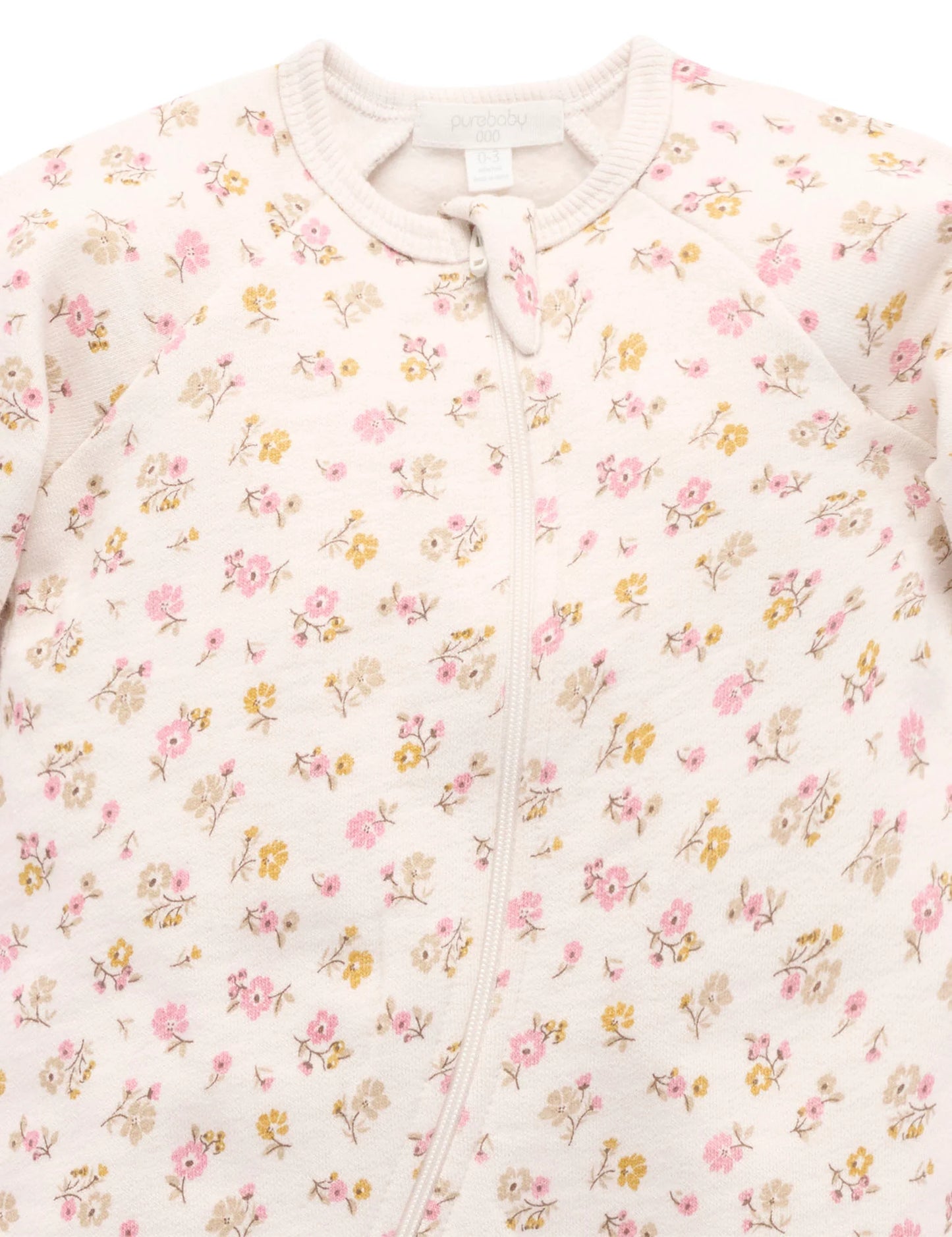 Pure Baby - Fleece Zip Growsuit Floral Fleece - The Ivy Room Adelaide