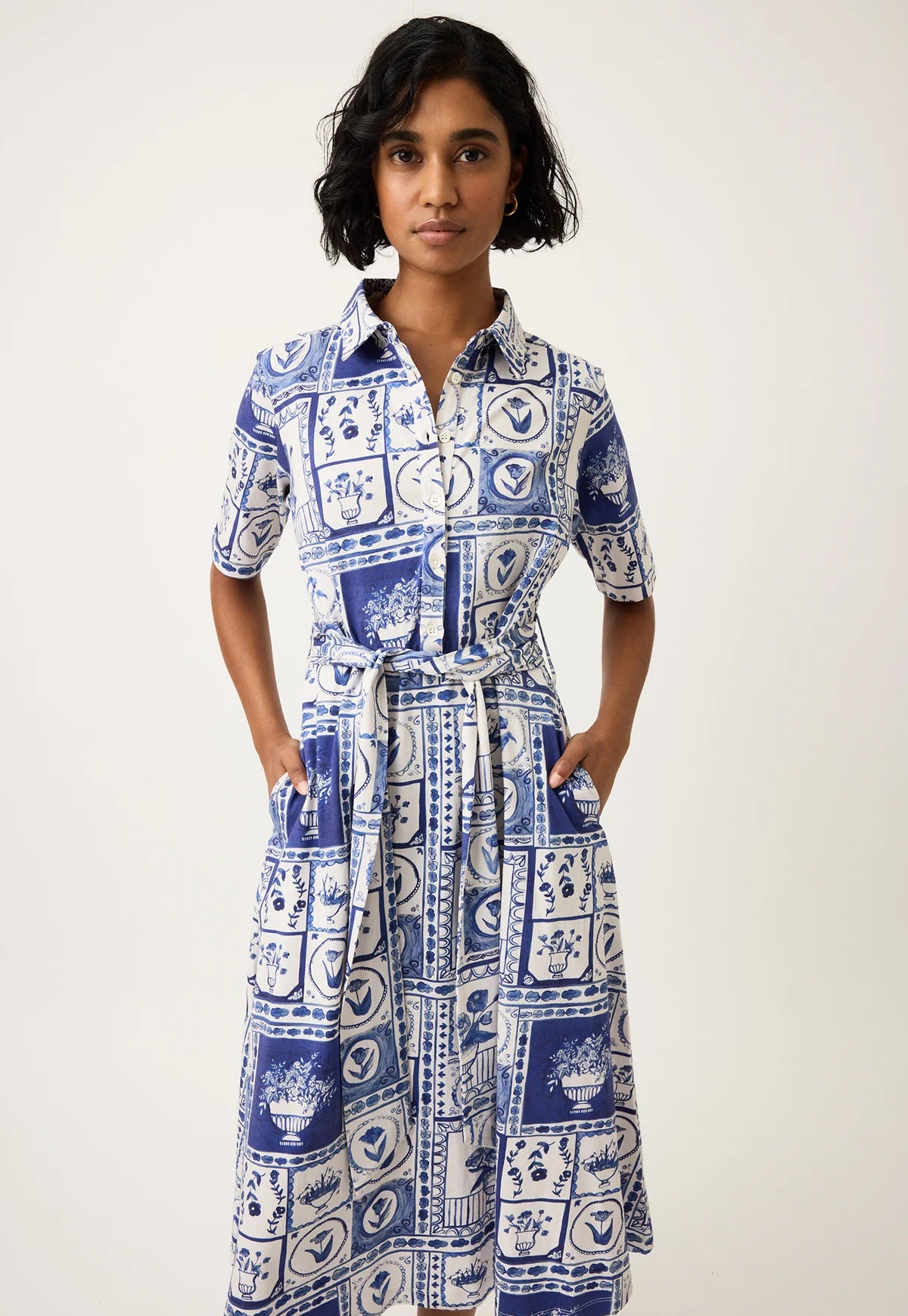 Nancybird - Vera Short Sleeve Dress Lyon Tile
