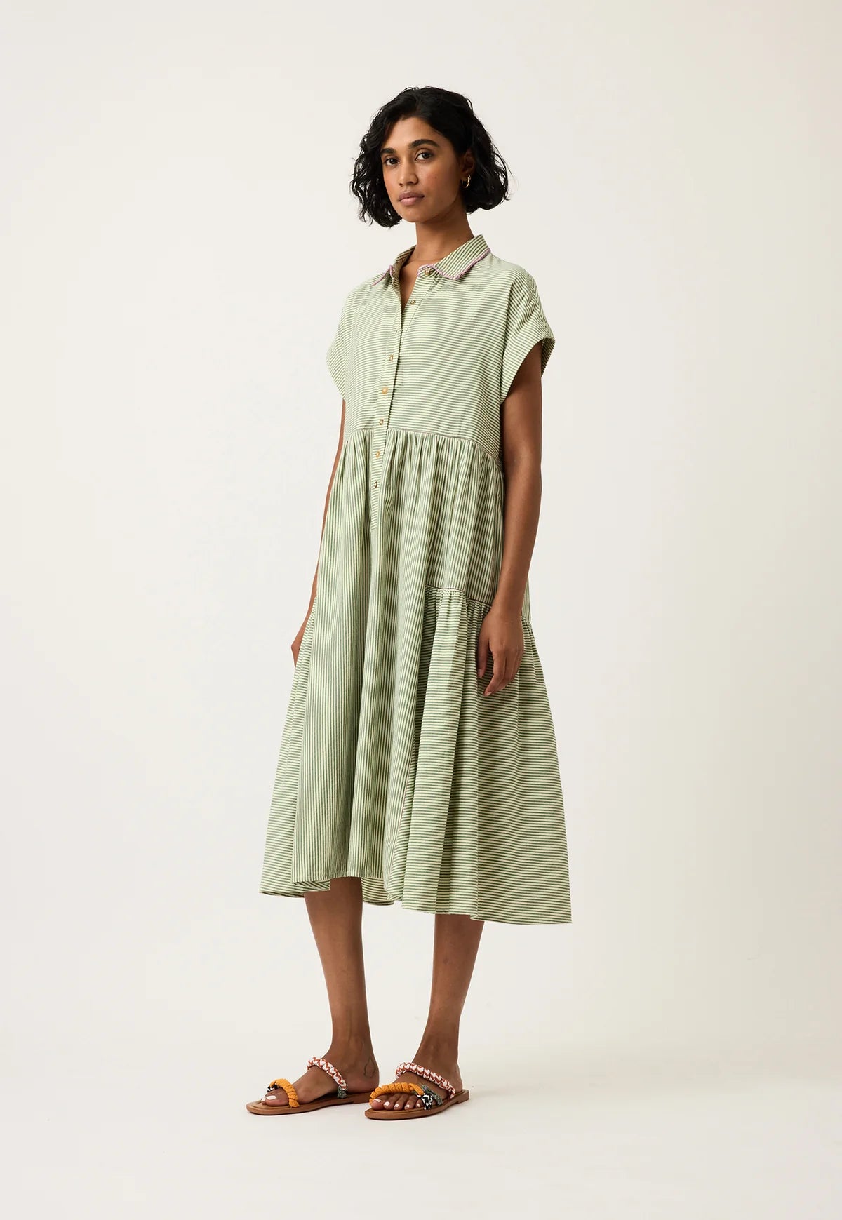 Nancybird - Maja Dress | Green Stripe