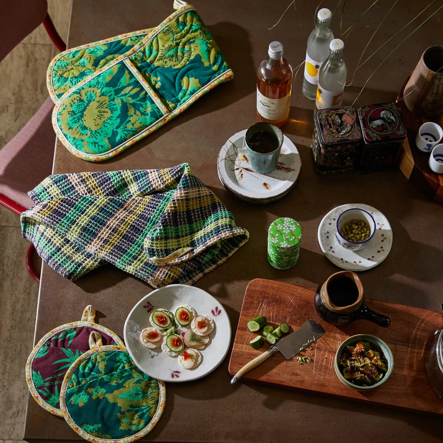 Sage x Clare - Stela Check Tea Towel | Verdant