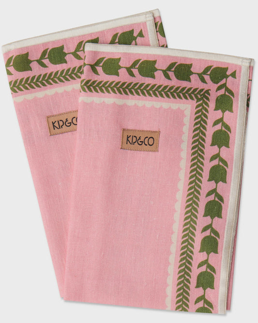 Kip & Co - Flower Chain Embroidered 4P Napkin Set - The Ivy Room Adelaide