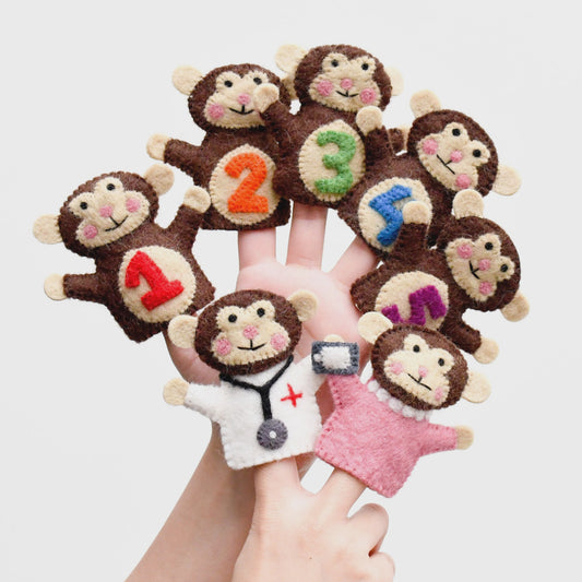 Tara Treasures - Finger Puppets Five Little Monkeys - The Ivy Room Adelaide
