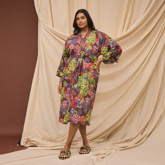 Sage x Clare - Cora Cotton Robe / Garnet - The Ivy Room Adelaide