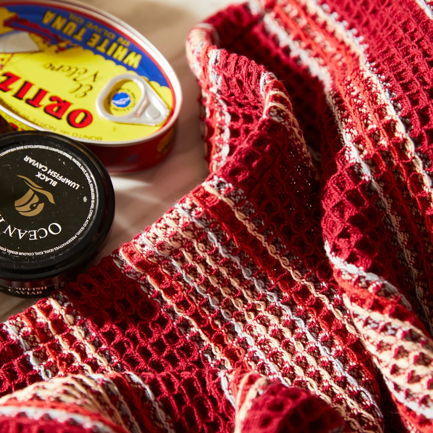 Sage x Clare - Selene Stripe Tea Towel - Crimson - The Ivy Room Adelaide