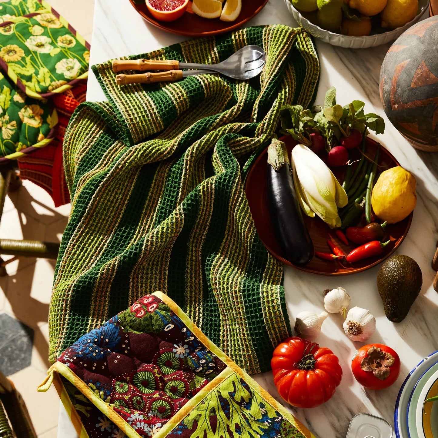 Sage x Clare - Selene Stripe Tea Towel / Anise - The Ivy Room Adelaide