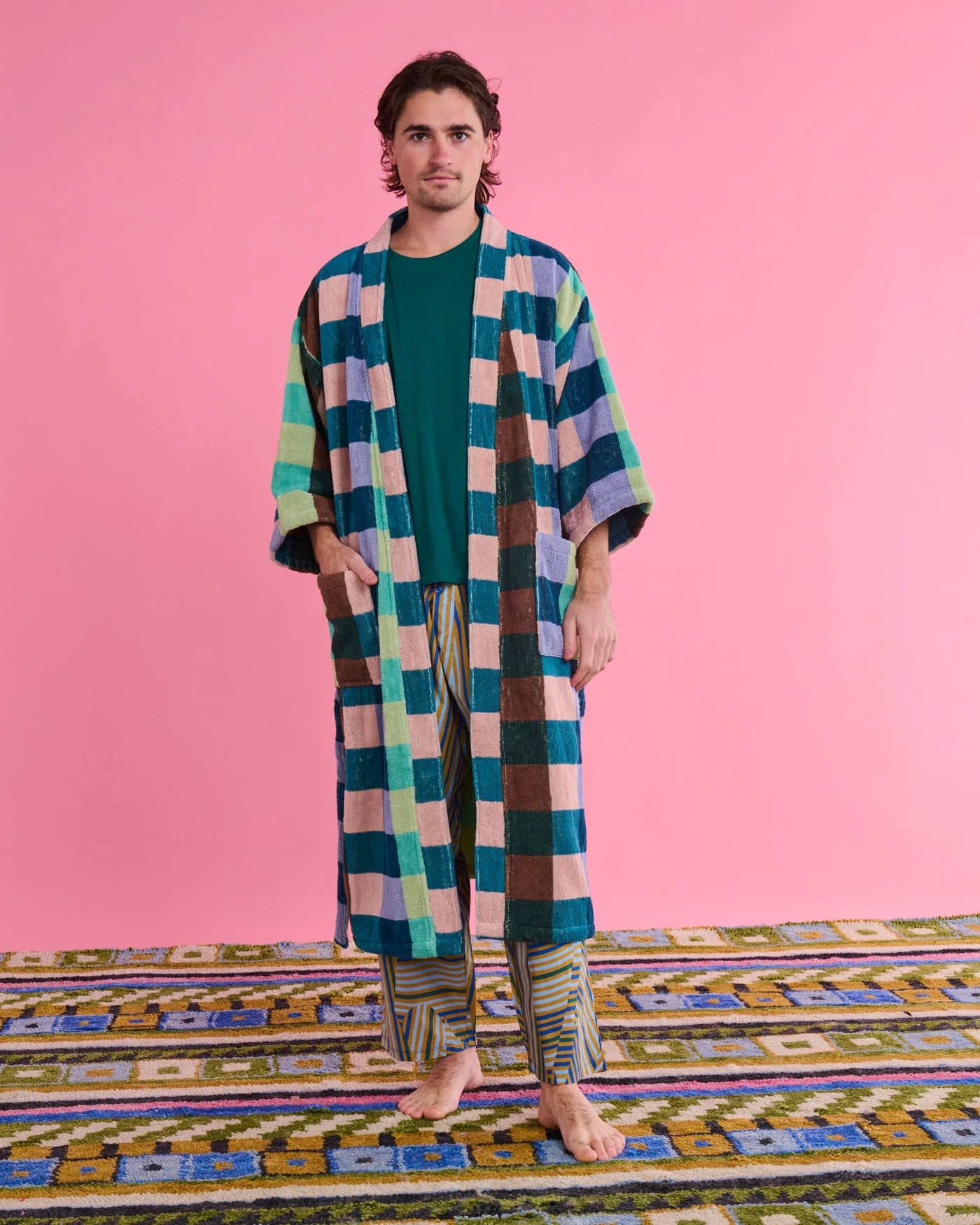 Kip & Co - Woodlands Tartan Terry Bath Robe - The Ivy Room Adelaide