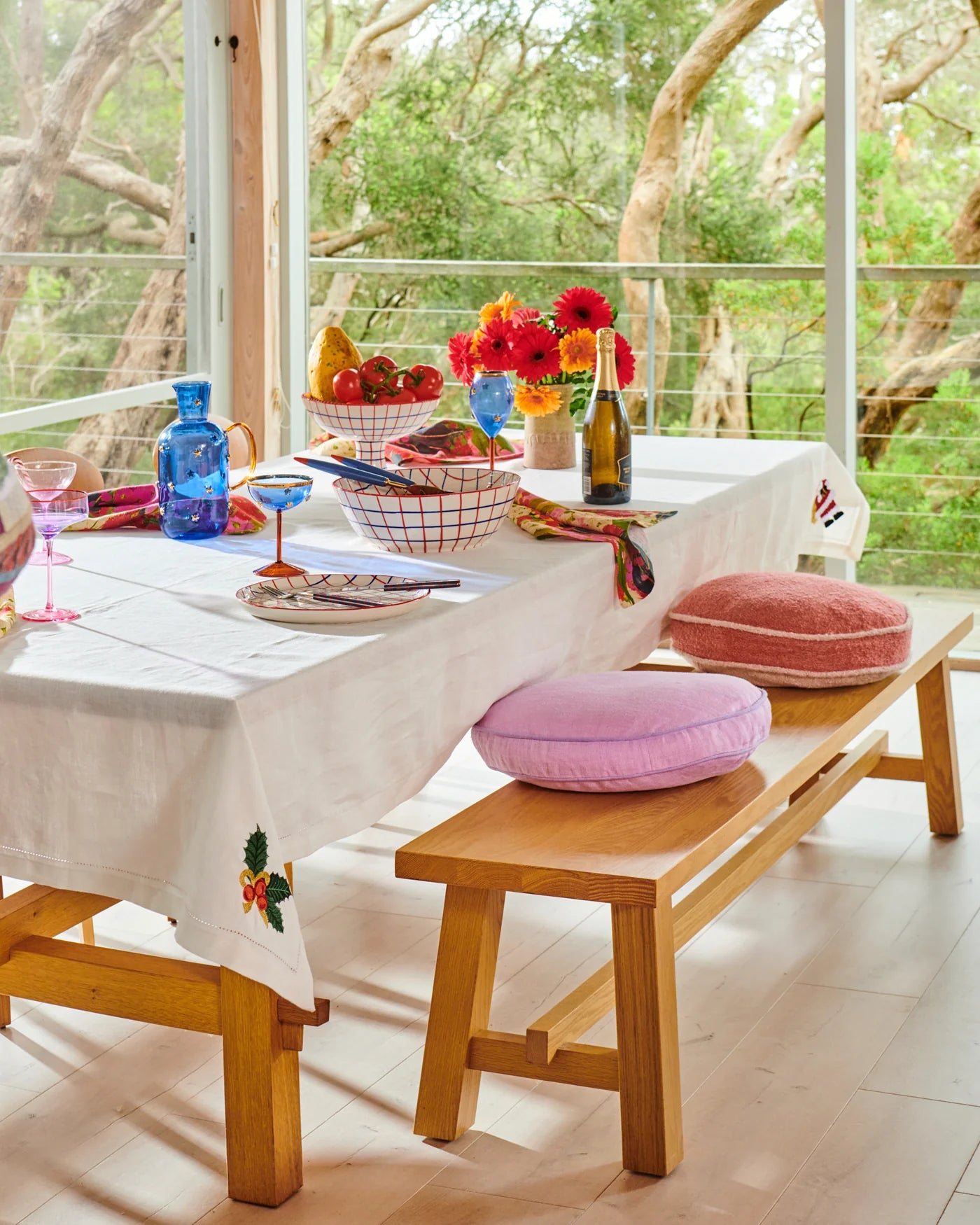 Kip & Co - Noel Embroidered Linen Tablecloth - The Ivy Room Adelaide