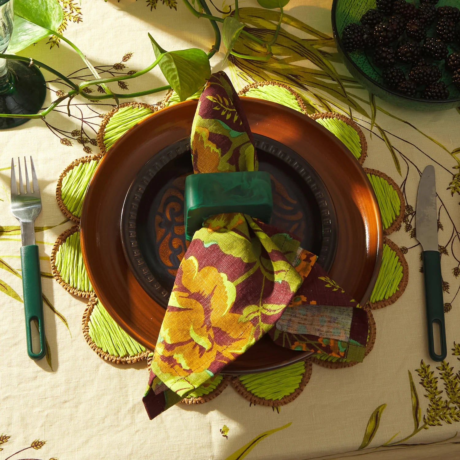 Sage x Clare - Resin Jara Napkin Ring Set Forest - The Ivy Room Adelaide