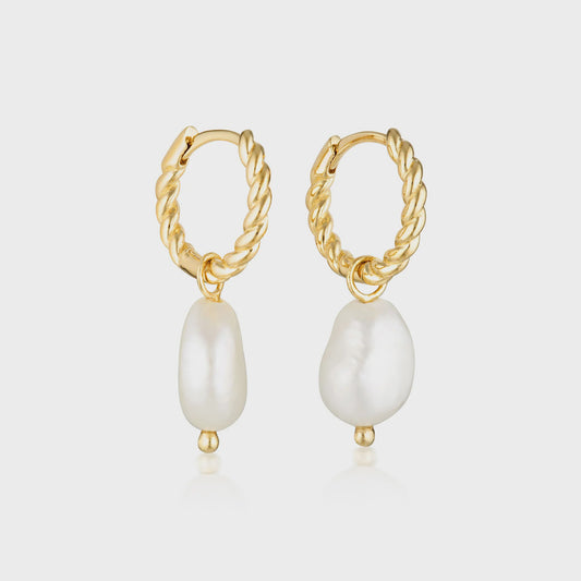 Linda Tahija - Baroque Pearl Huggie Earrings Gold