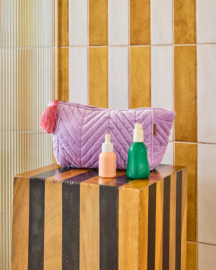 Kipn & Co - Lilac Velvet Toiletry Bag - The Ivy Room Adelaide