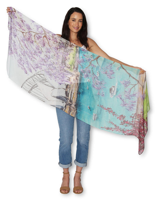 The Artists Label - Viscose Scarf Sydney Harbour in Spring