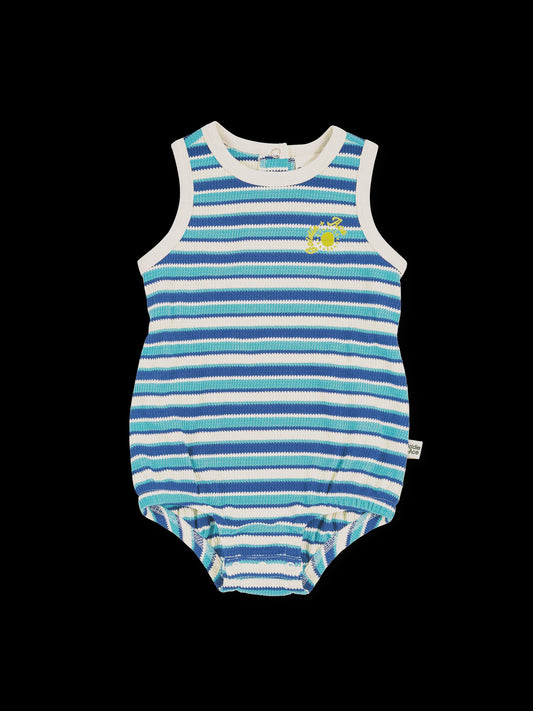 Goldie + Ace - Waffle Bubble Romper Blue